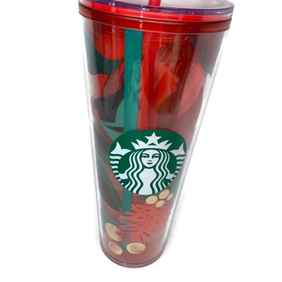 NWT Starbucks Christmas Holiday 2019 Red Pine Cone Holly Venti Cold Cup Tumbler - Picture 2 of 6